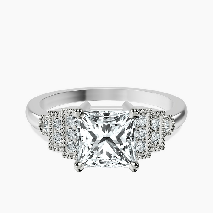 14kt White Gold Joy Tapering Side Stone Lab Diamond Ring front image