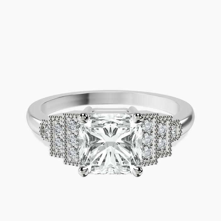 14kt White Gold Joy Tapering Side Stone Lab Diamond Ring front image