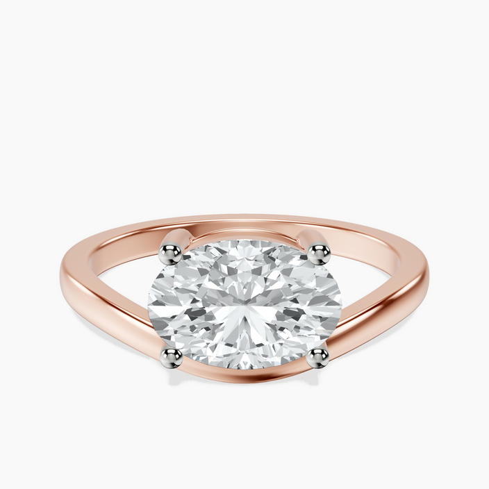 14kt Rose Gold Crest Four Prong Solitaire Lab Diamond Ring front image