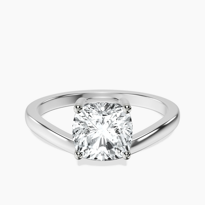 18kt White Gold Crest Four Prong Solitaire Lab Diamond Ring front image