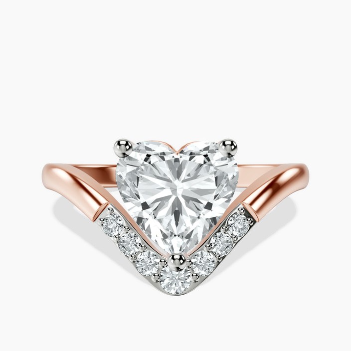 18ct Rose Gold Curved Crest Lab Diamond Ring front image