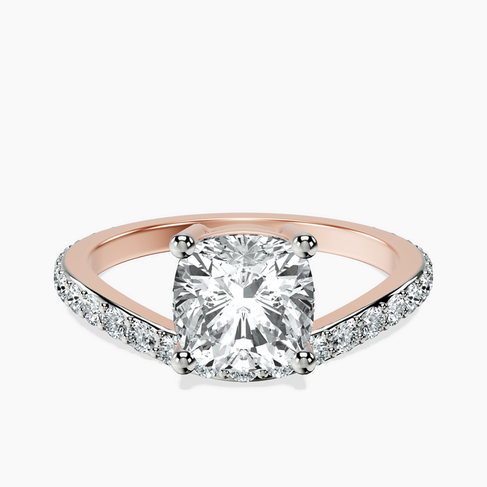 18ct Rose Gold Pave Crest Lab Diamond Ring front image