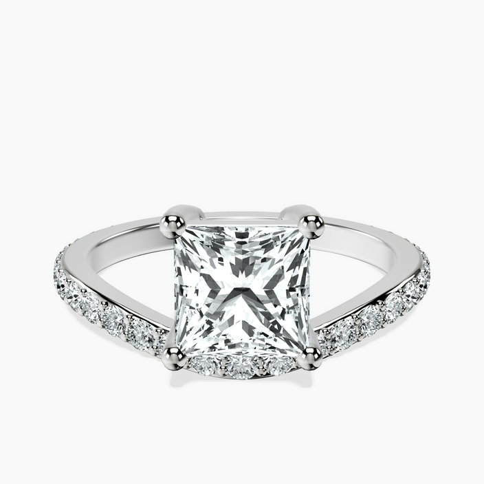 14ct White Gold Pave Crest Lab Diamond Ring front image