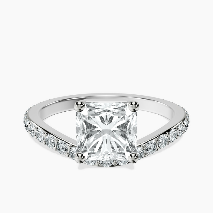 9ct White Gold Pave Crest Lab Diamond Ring front image