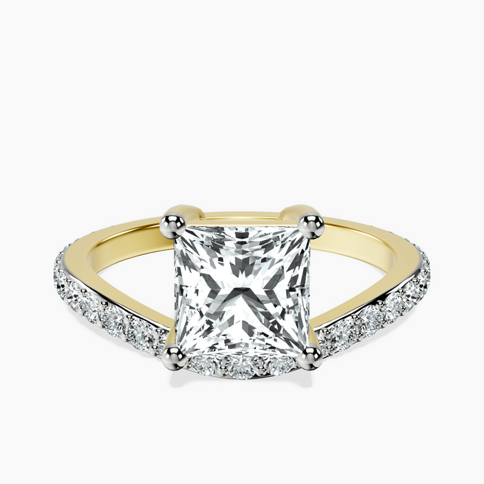 18ct Yellow Gold Pave Crest Lab Diamond Ring front image