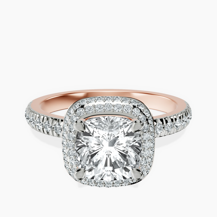 14ct Rose Gold Amarya Secret Double Halo Lab Diamond Ring front image