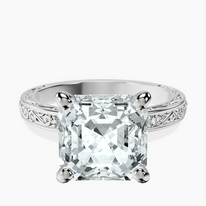 10kt White Gold Antique Allure Vintage Lab Diamond Ring front image
