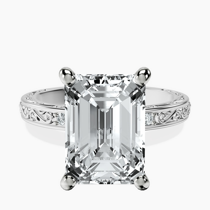 10kt White Gold Antique Allure Vintage Lab Diamond Ring front image