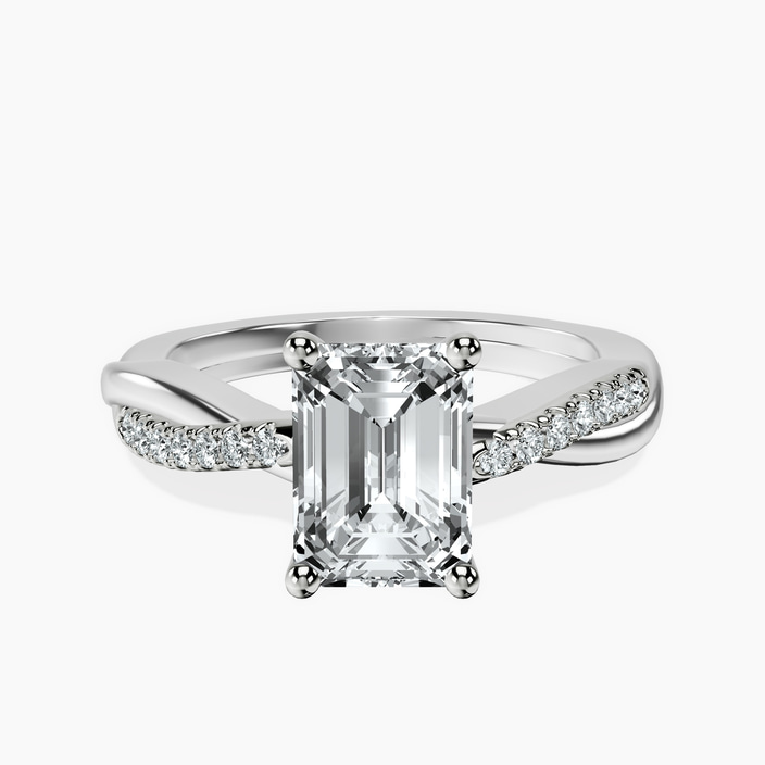 10kt White Gold Twisted Vine Lab Diamond Ring front image