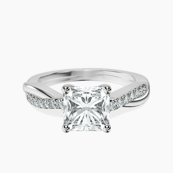 9ct White Gold Twisted Vine Lab Diamond Ring front image