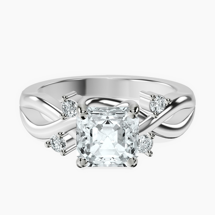10kt White Gold Twisted Blossom Lab Diamond Ring front image