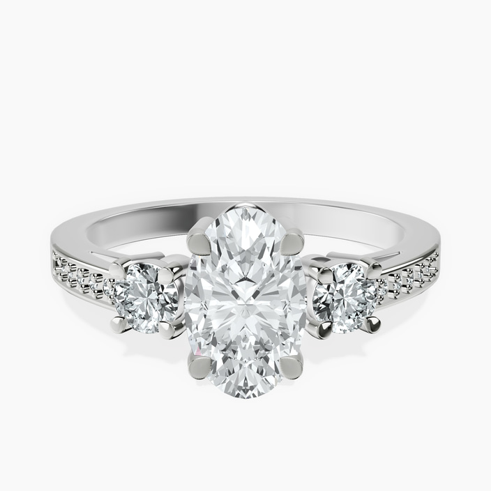 10kt White Gold Trilogy Three Stone Lab Diamond Ring front image