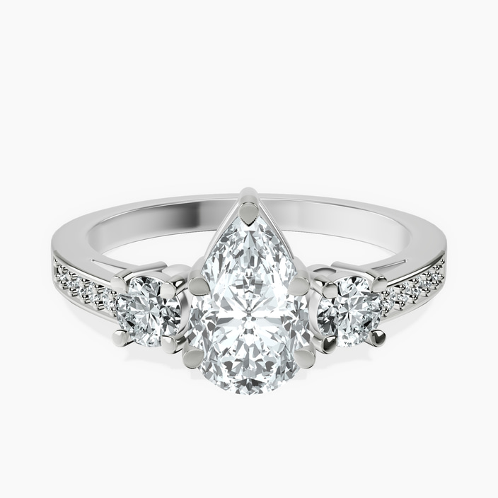 10kt White Gold Trilogy Three Stone Lab Diamond Ring front image