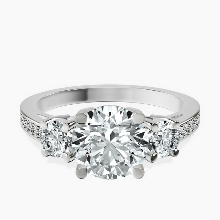 10kt White Gold Trilogy Three Stone Lab Diamond Ring front image