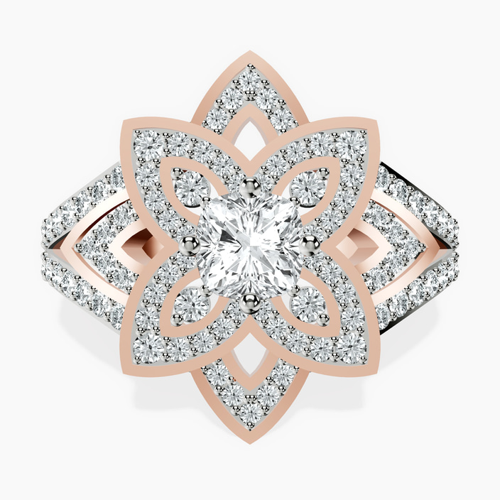 10kt Rose Gold Indigo Vintage Lab Diamond Ring front image