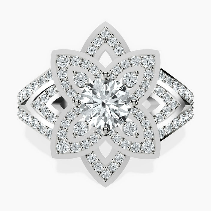 10kt White Gold Indigo Vintage Lab Diamond Ring front image