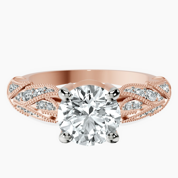 14kt Rose Gold Vintage Willow Lab Diamond Ring front image