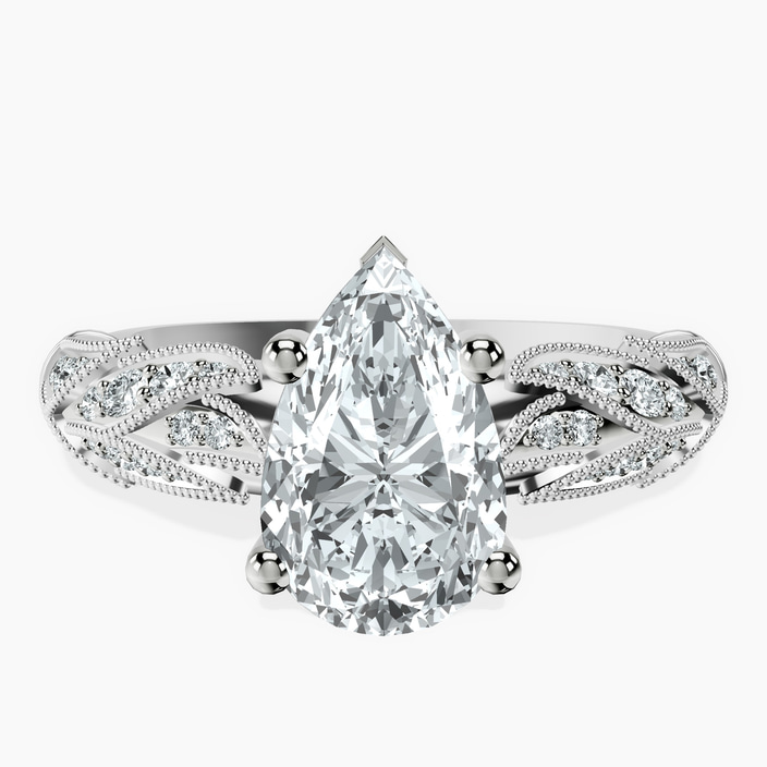 10kt White Gold Vintage Willow Lab Diamond Ring front image