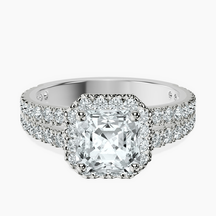 9ct White Gold Luna Split Shank Halo Lab Diamond Ring front image