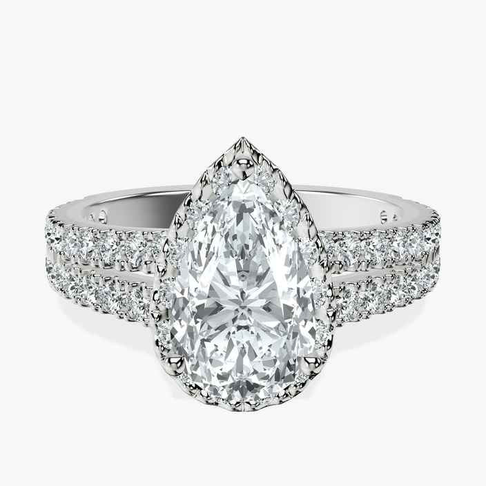 9ct White Gold Luna Split Shank Halo Lab Diamond Ring front image