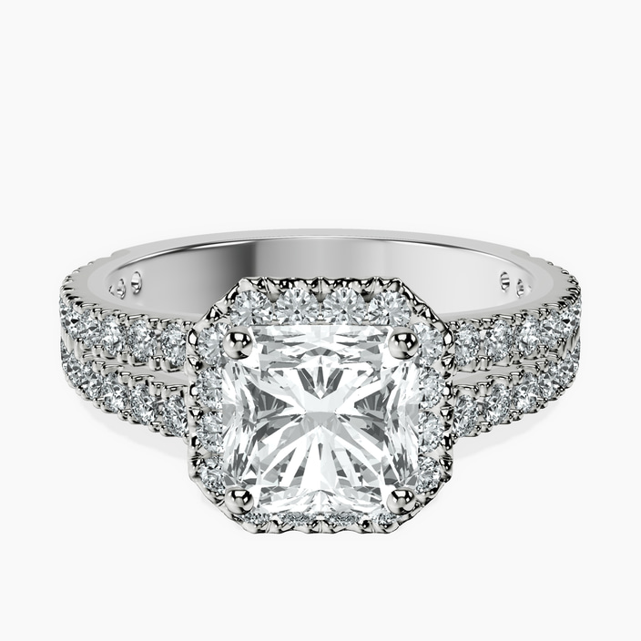 Platinum Luna Split Shank Halo Lab Diamond Ring front image