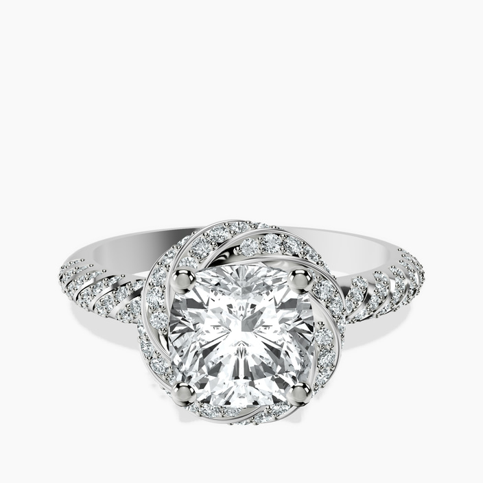 Platinum Entwined Love Halo Lab Diamond Ring front image