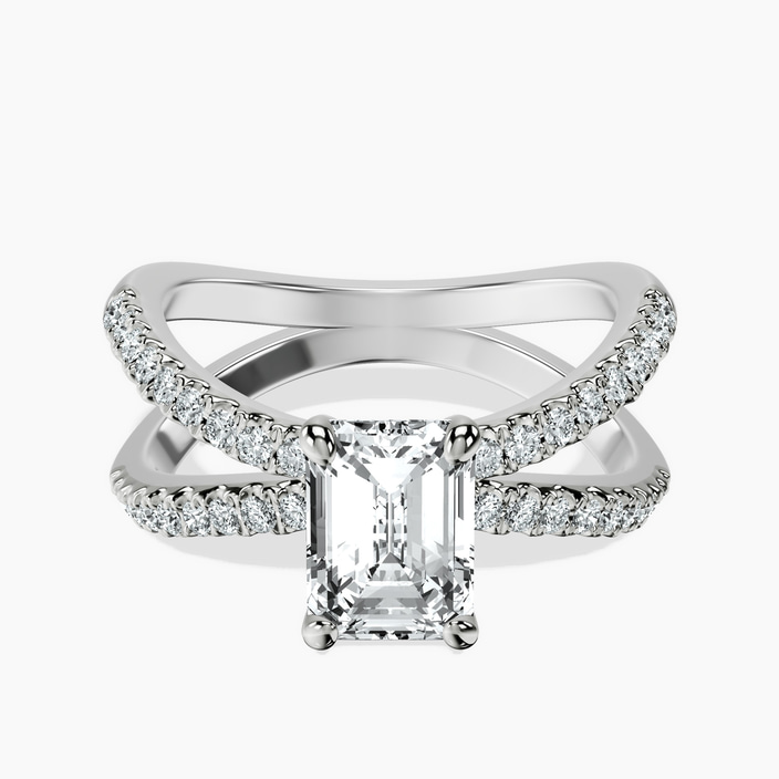 Platinum Dakota Criss Cross Lab Diamond Ring front image