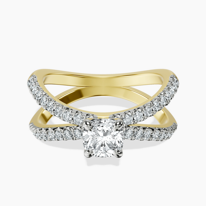 18kt Yellow Gold Dakota Criss Cross Lab Diamond Ring front image