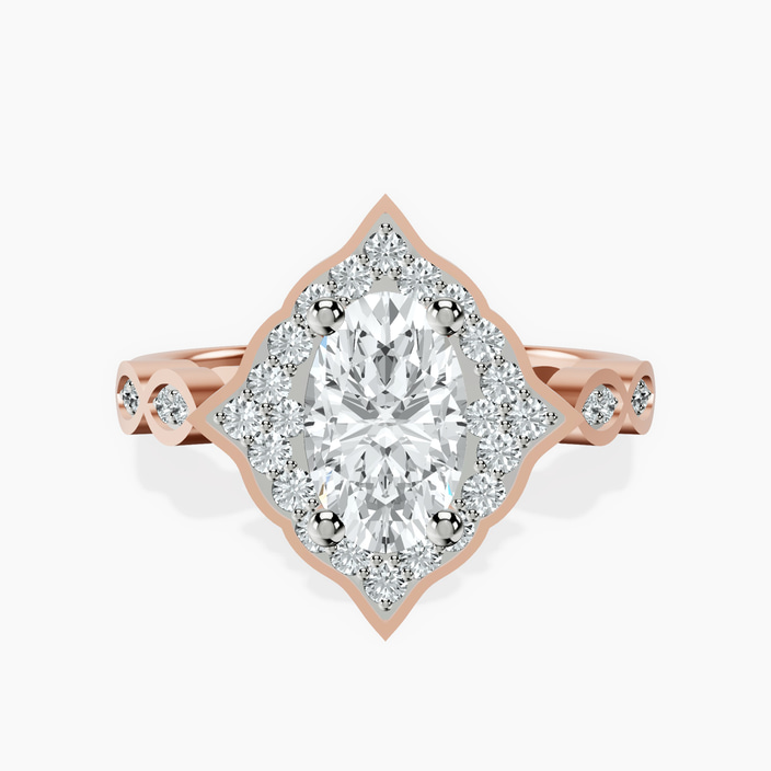 18ct Rose Gold Melody Vintage Halo Lab Diamond Ring front image