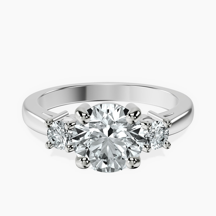 10kt White Gold Intricacy Three stone Lab Diamond Ring front image