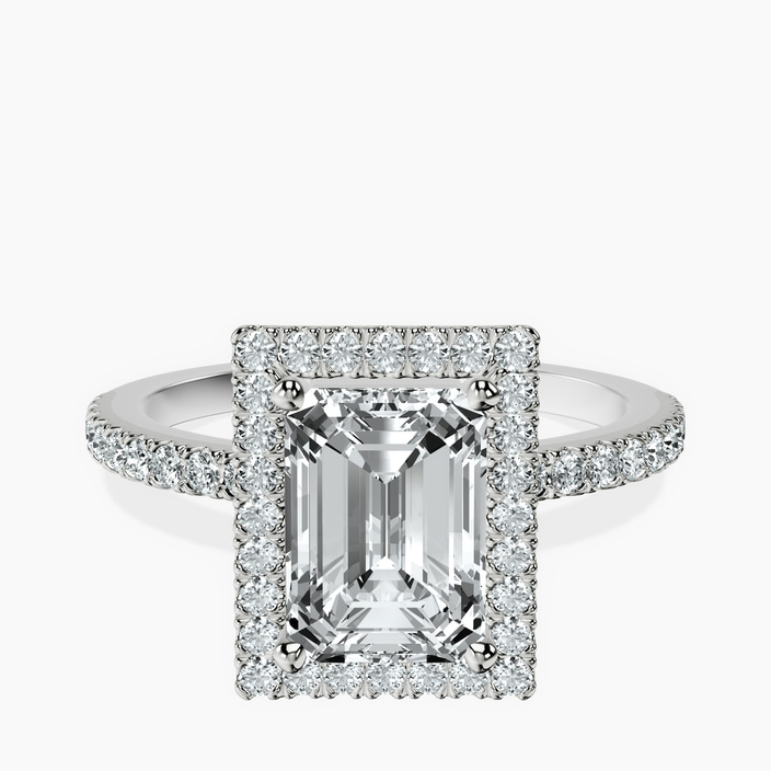 10kt White Gold Elle classic halo Lab Diamond ring front image