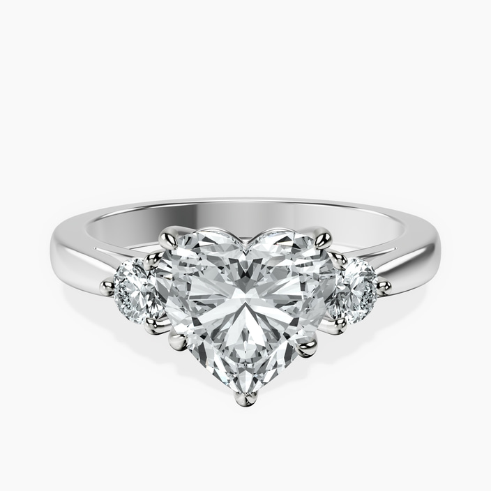 Platinum Synthia Three stone Lab Diamond Ring front image