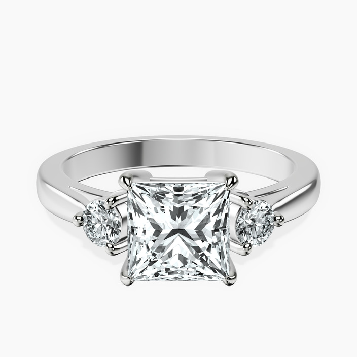 10kt White Gold Synthia Three stone Lab Diamond Ring front image