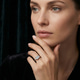 Platinum Synthia Three stone Lab Diamond Ring model image