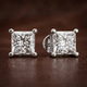 Platinum Four Prong Princess Lab Diamond Stud Earrings (10 Ct. Tw.) color product image two