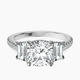 Platinum Lavinia Three Stone Trapezoid Lab Diamond Ring front image