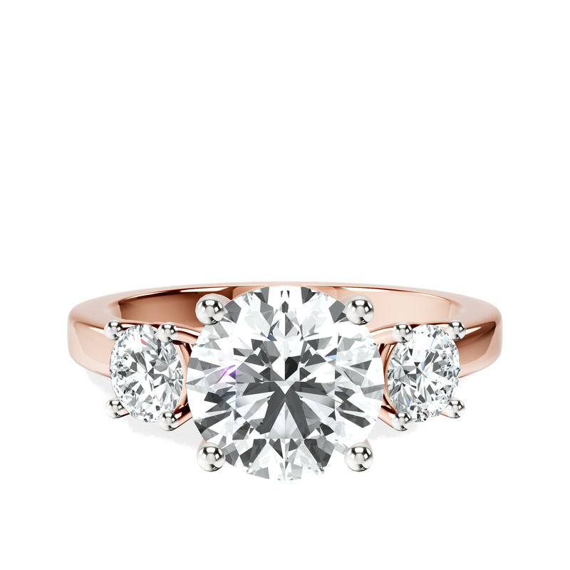 Evelina Round Three Stone Lab Diamond Ring front view