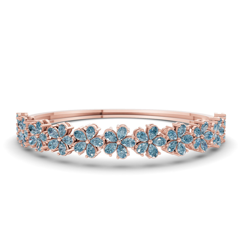 14kt Rose Gold Pear Petal Lab Diamond Openable Bangle Bracelet (1 Ct. Tw.) front image