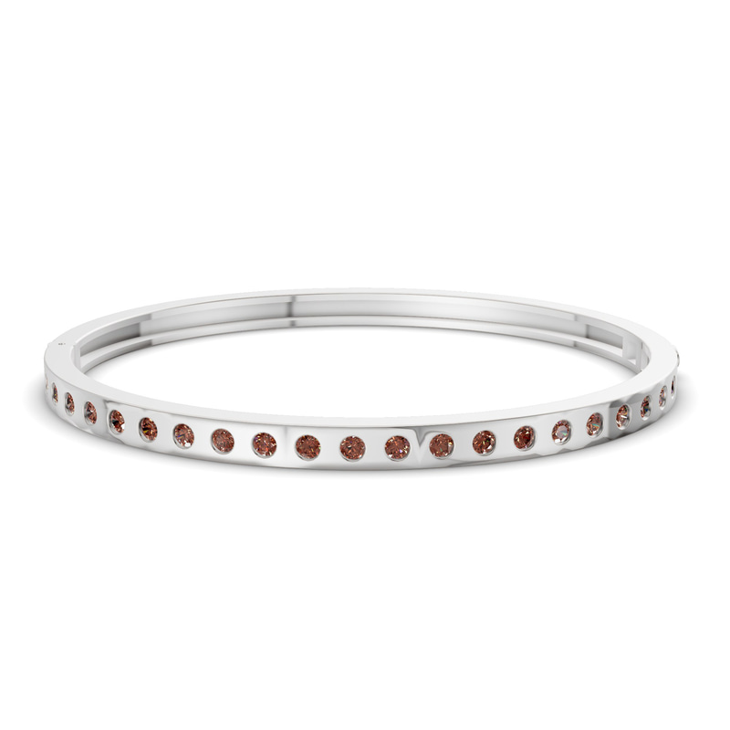 14kt White Gold Round Glow Classic Lab Diamond Openable Bangle Bracelet (1 Ct. Tw.) front image