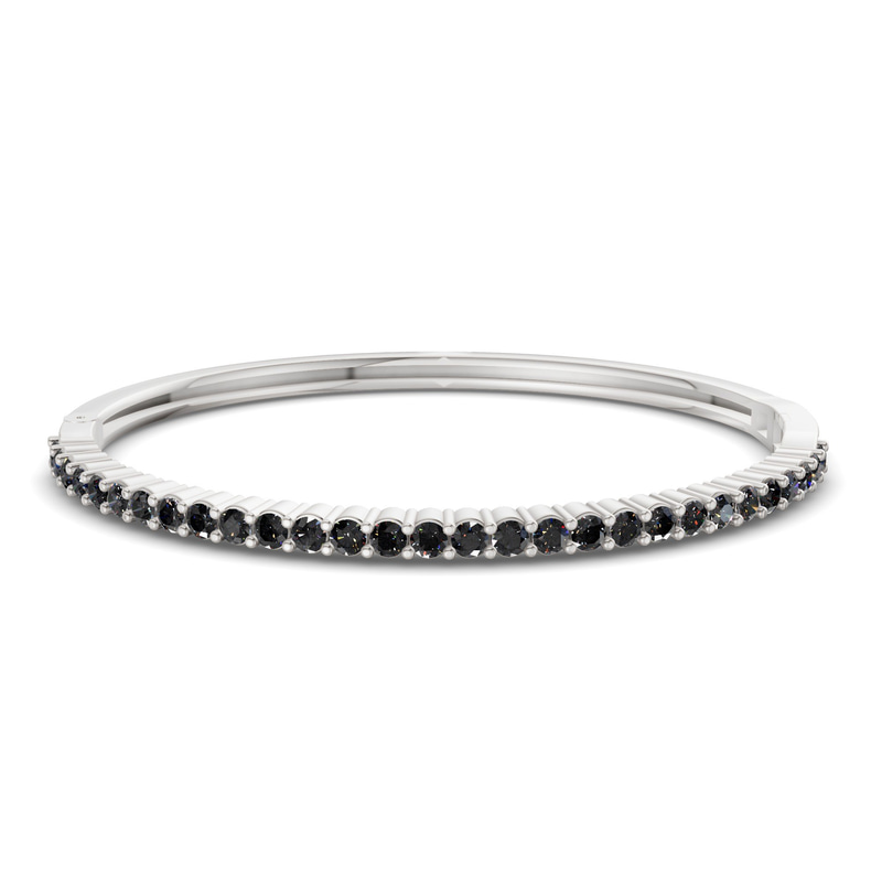 14ct White Gold Round Embrace Lab Diamond Openable Bangle Bracelet (1 Ct. Tw.) front image