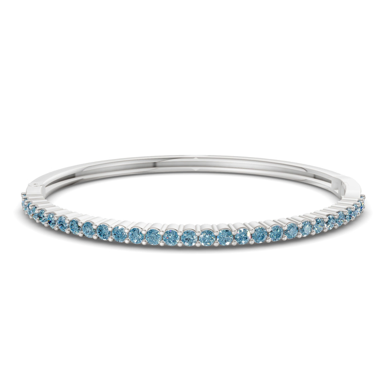 14ct White Gold Round Embrace Lab Diamond Openable Bangle Bracelet (1 Ct. Tw.) front image