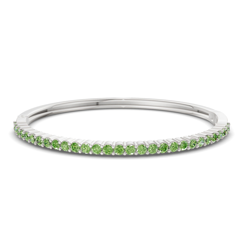 14ct White Gold Round Embrace Lab Diamond Openable Bangle Bracelet (1 Ct. Tw.) front image