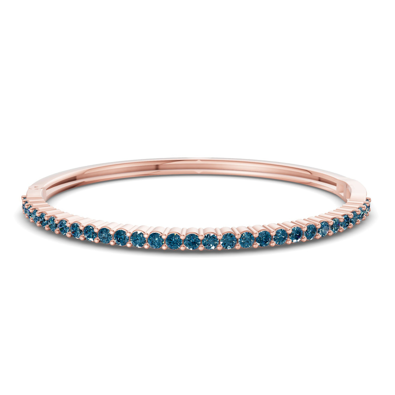 14ct Rose Gold Round Embrace Lab Diamond Openable Bangle Bracelet (1 Ct. Tw.) front image