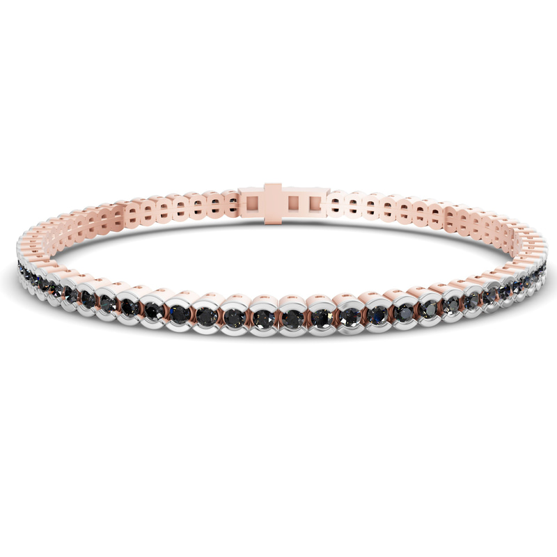 14kt Rose Gold Nemy Half Bezel Round Lab Diamond Tennis Bracelet (2 Ct. Tw.) front image