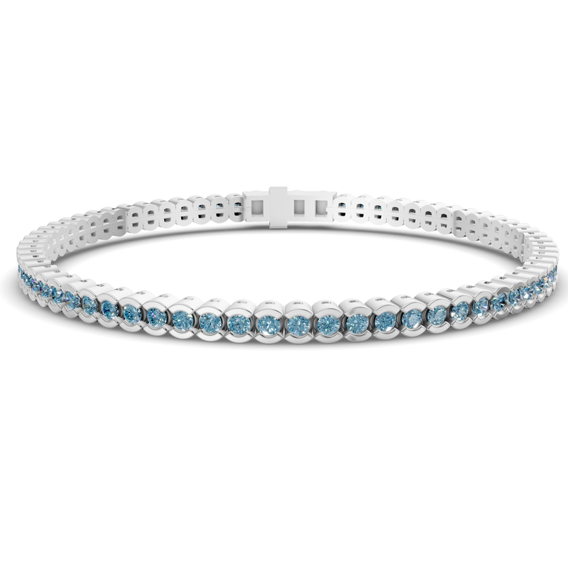 9ct White Gold Nemy Half Bezel Round Lab Diamond Tennis Bracelet (2 Ct. Tw.) front image