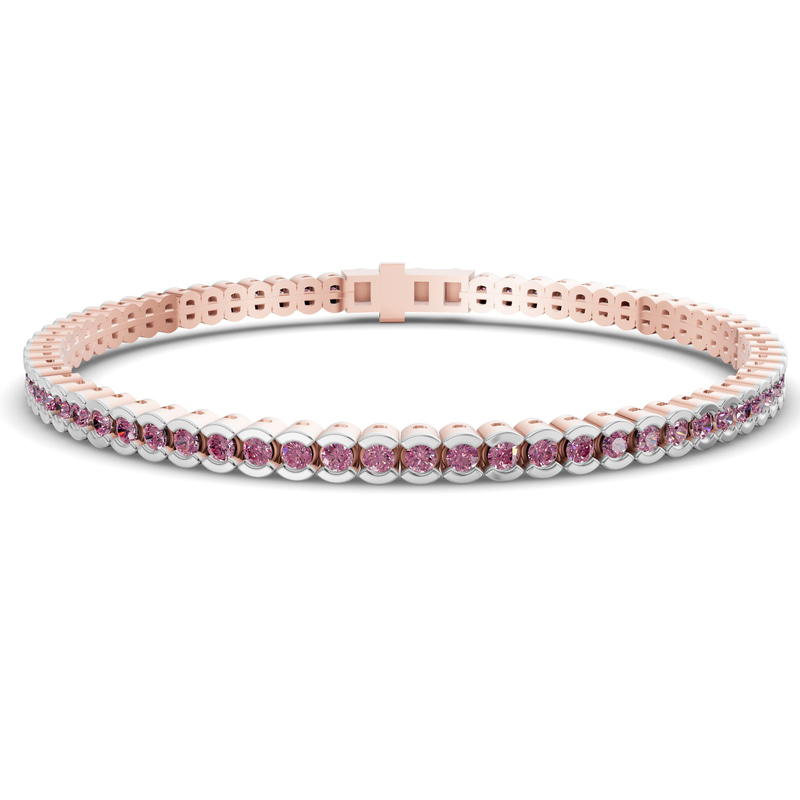9ct Rose Gold Nemy Half Bezel Round Lab Diamond Tennis Bracelet (2 Ct. Tw.) front image