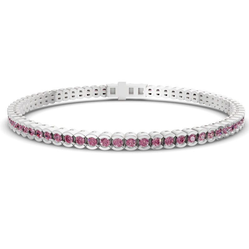 Platinum Nemy Half Bezel Round Lab Diamond Tennis Bracelet (2 Ct. Tw.) front image