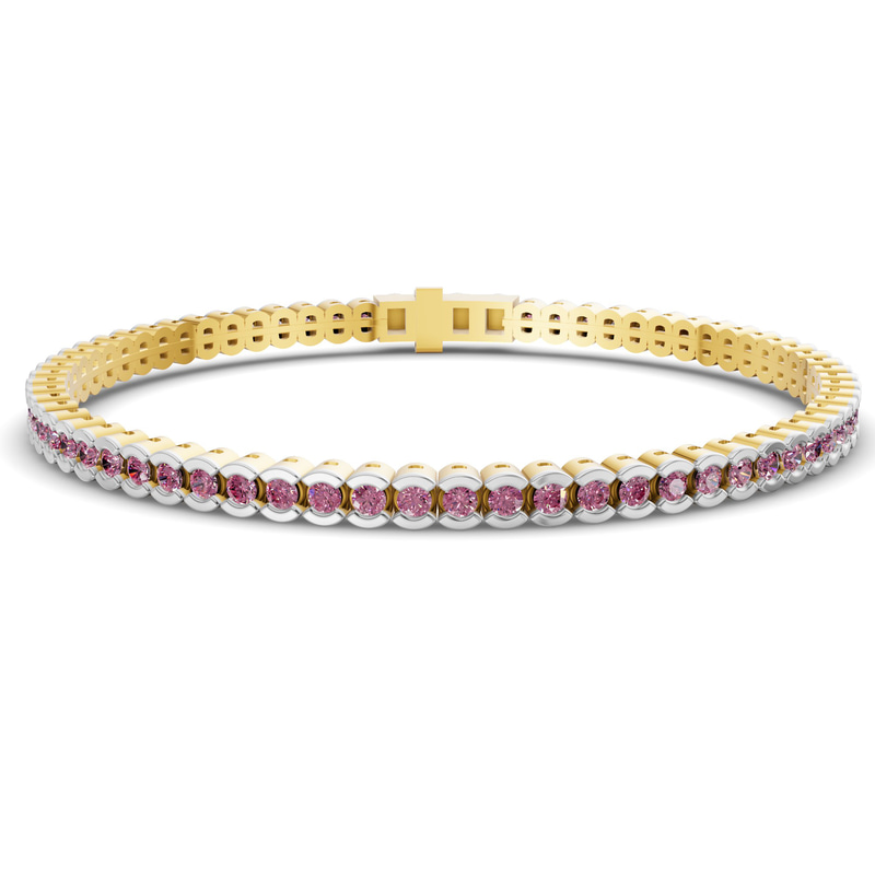 10kt Yellow Gold Nemy Half Bezel Round Lab Diamond Tennis Bracelet (2 Ct. Tw.) front image
