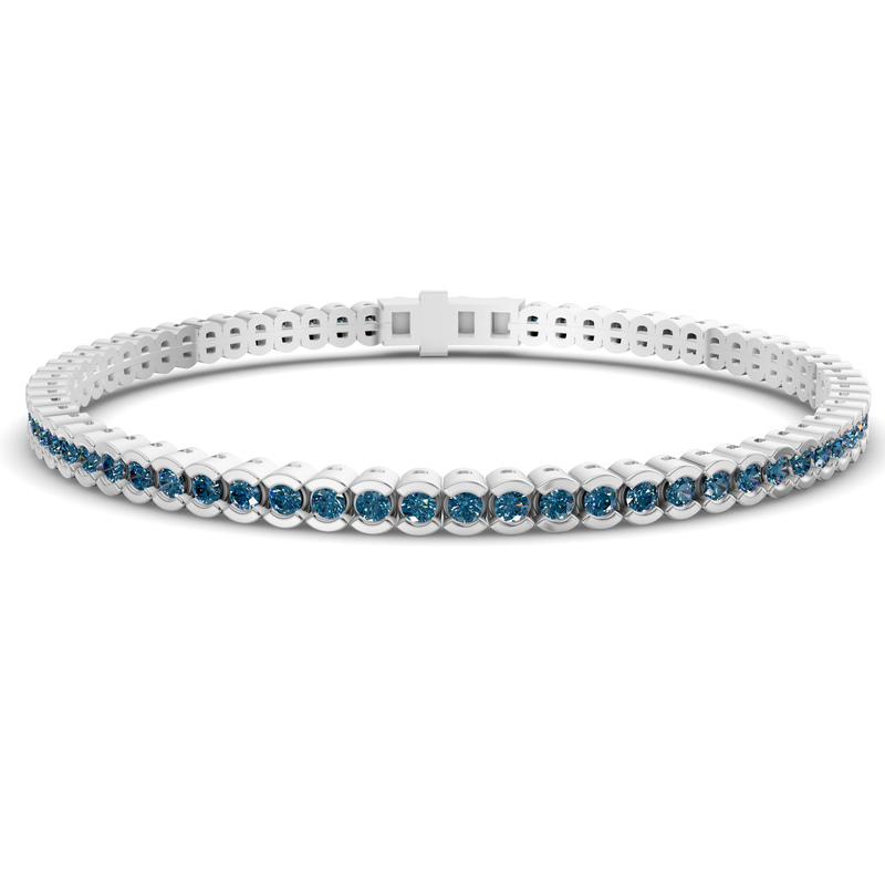 Platinum Nemy Half Bezel Round Lab Diamond Tennis Bracelet (2 Ct. Tw.) front image