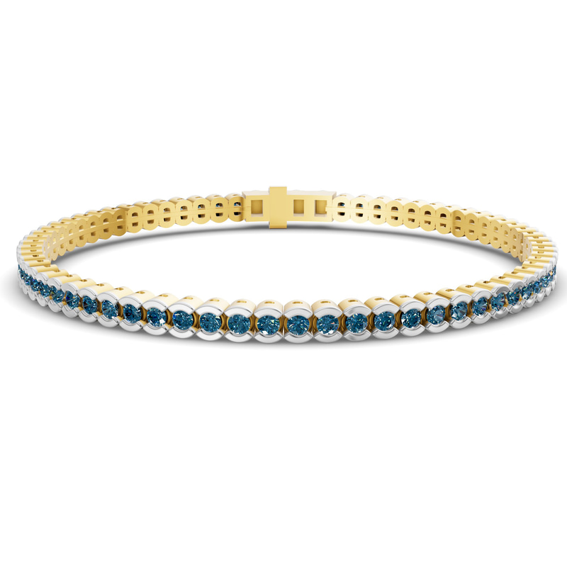 10kt Yellow Gold Nemy Half Bezel Round Lab Diamond Tennis Bracelet (2 Ct. Tw.) front image